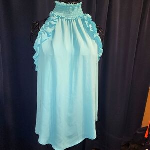 7 Th AVE Design Studio Light Blue Ruffled Women's Top S NWT
